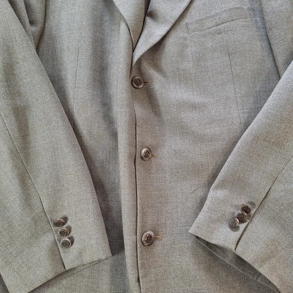 Bernhard Altmann Sport Coat Mens 46 Long Beige Wool Tweed Ventless 3 Btn Formal